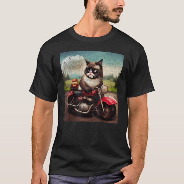 Camiseta Cat Motorbike Hamburger (Anverso)
