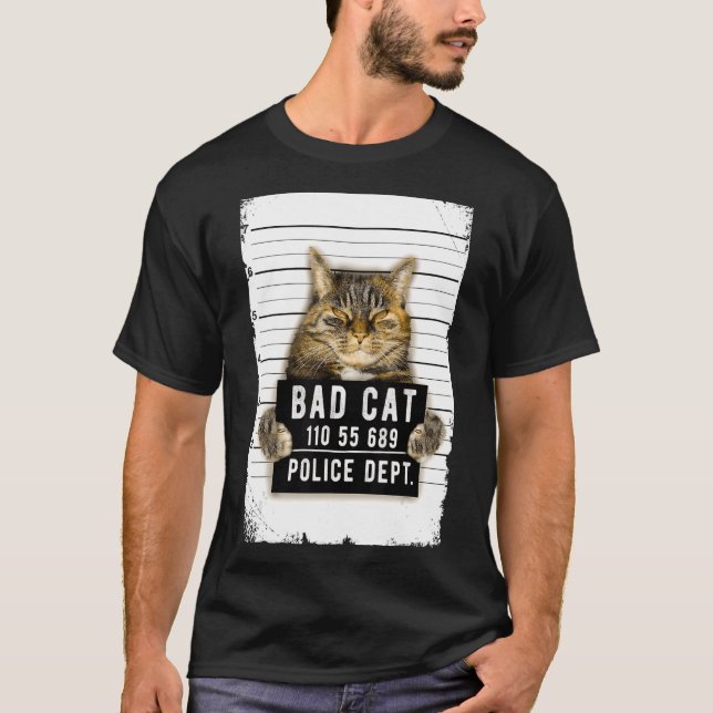 Camiseta Cat Mug Shot Funny (Anverso)