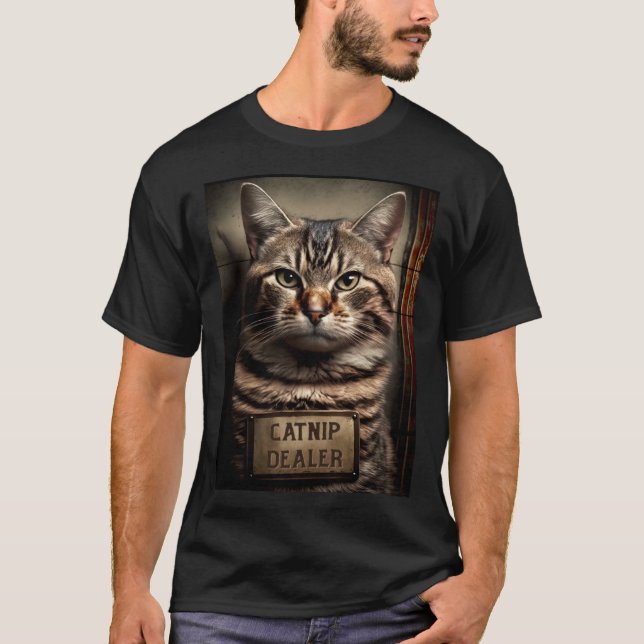 Camiseta Cat Mugshot  Catnip Dealer  Cat Dad and Cat Mom (Anverso)