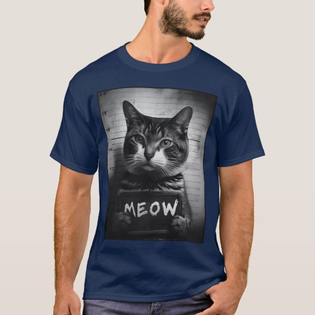 Camiseta Cat Mugshot Meow (Anverso)