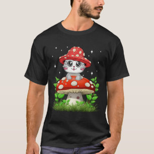 Camiseta Cat Mushroom Cute Cottagecore Estética
