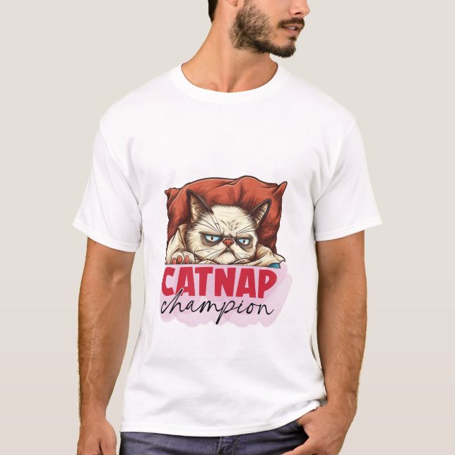Camiseta Cat Nap Champion 😴🐱 Funny Sleepy Cat Illustratio (Anverso)
