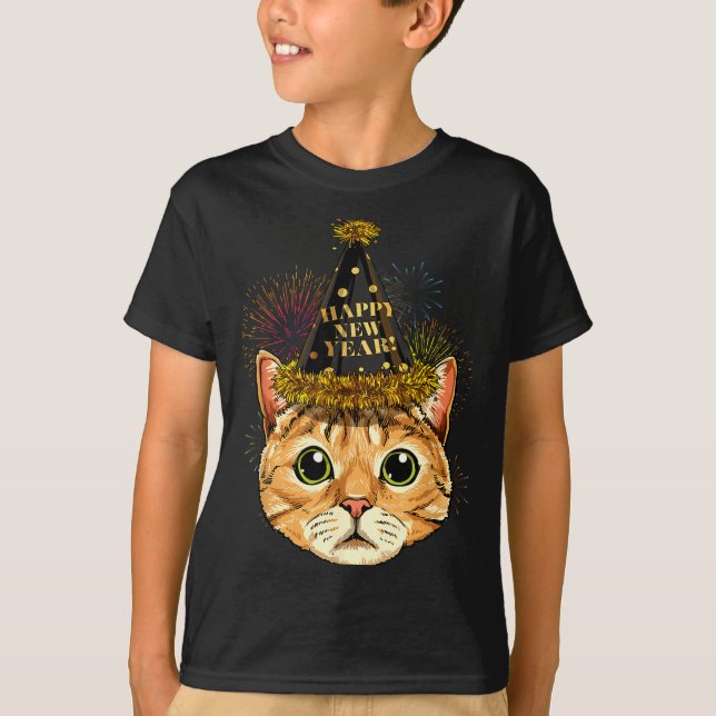 Camiseta Cat New Year Shirt 2024 Happy New Years Eve Nye Fi (Anverso)