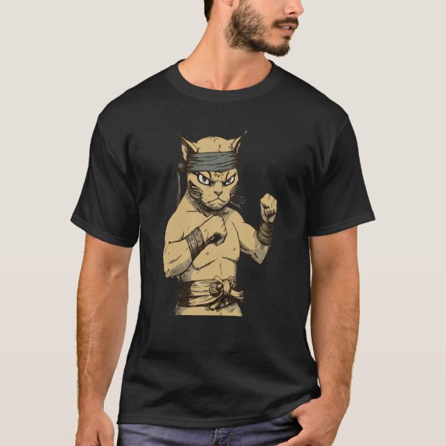 Camiseta Cat Ninja Fighter Cat Practice Karate (Anverso)