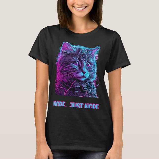 Camiseta Cat nope nope retrowave ragdoll escuchando (Anverso)