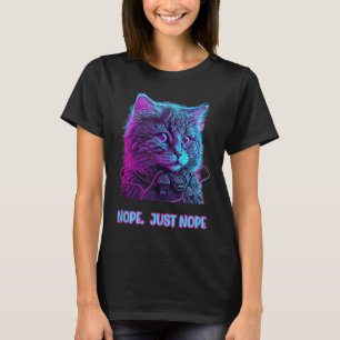 Camiseta Cat nope nope retrowave ragdoll escuchando