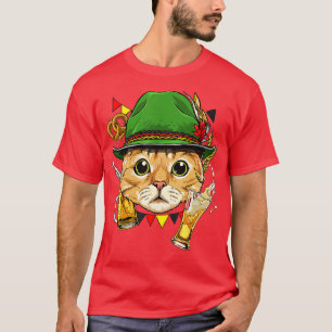 Camiseta Cat Oktoberfest Lederhosen Costume Fes de Cerveza 