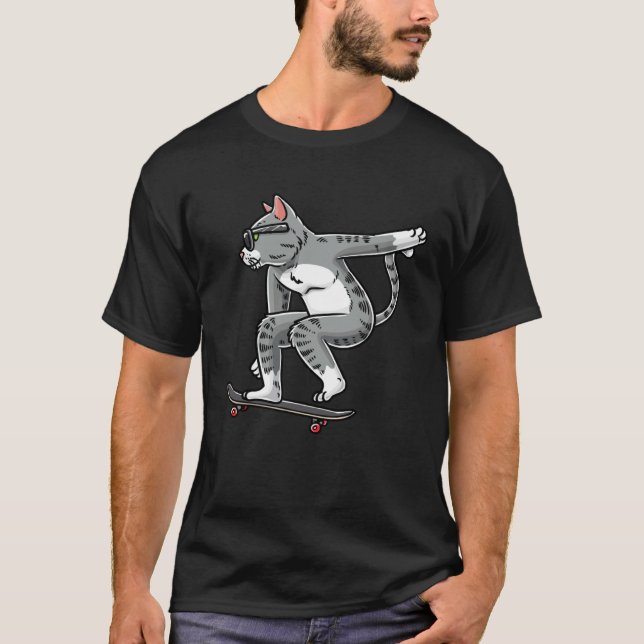 Camiseta Cat On A Skateboard Skateboarding Skater Skateboar (Anverso)