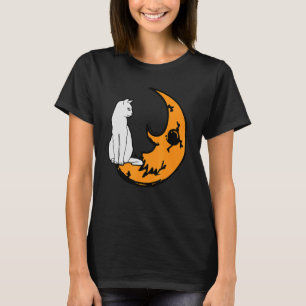 Camiseta Cat On Moon Lazy Halloween Disstume Cuerdo Kitten