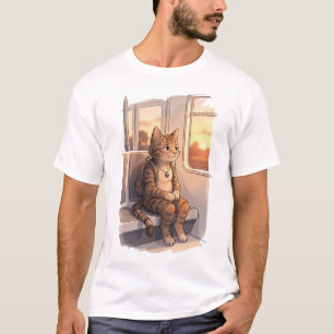 Camiseta "Cat on the Subway" Cotton T-Shirt