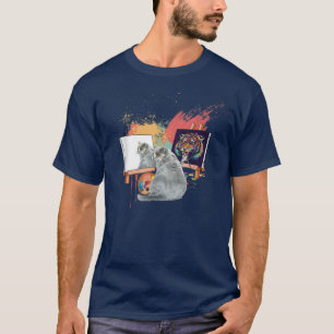 Camiseta Cat Painting Lion Artistic Animals Lover Graphic N