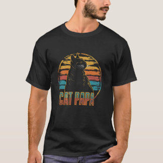 Camiseta Cat Papa Gracioso Retro 70 Día del Padre Vintage d