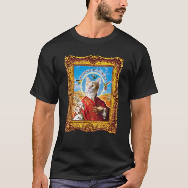 Camiseta Cat Parody Renaissance Painting Weird Cat Saint (Anverso)