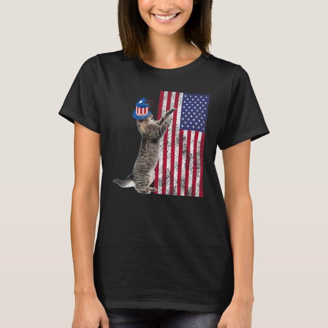 Camiseta Cat Patriotic USA Cat  Dog Moms 4th July Apparel 1 (Anverso)