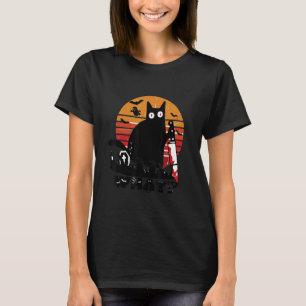 Camiseta Cat Pew Madafaka Black Cat Moon Halloween Vintage