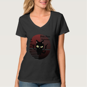Camiseta Cat Pew Pew Madafaca Vintage Graph Crazy Cat