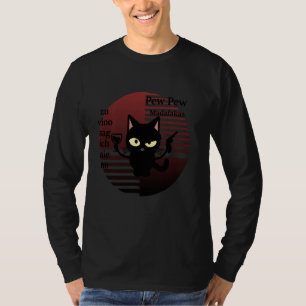 Camiseta Cat Pew Pew Madafaca Vintage Graph Crazy Cat