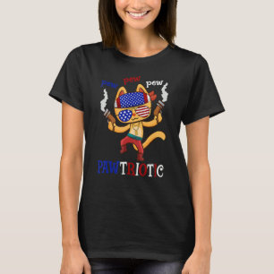 Camiseta Cat Pew Pew Pawtriotic Cat 4 De Julio Humor Tee