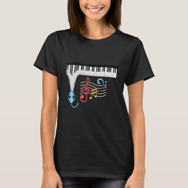 Camiseta Cat Piano Funny Piano Players Piano Teachers Music (Anverso)