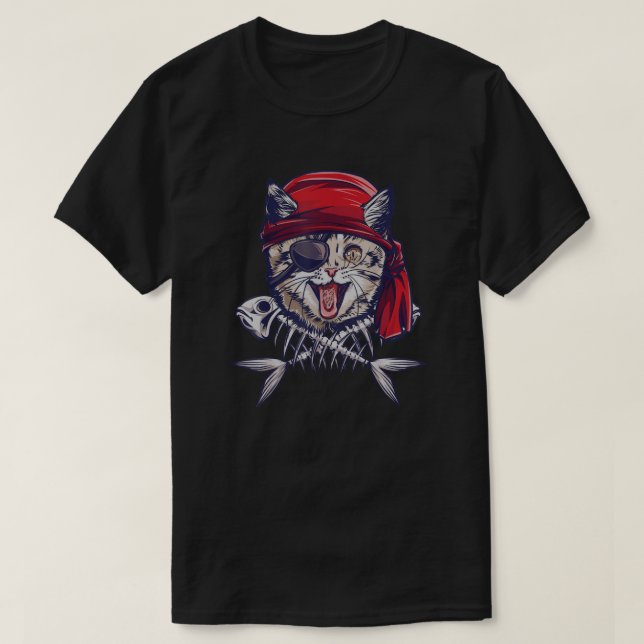 Camiseta Cat Pirate Gracioso Gato Pirata Regalo Capitán Gat (Diseño del anverso)