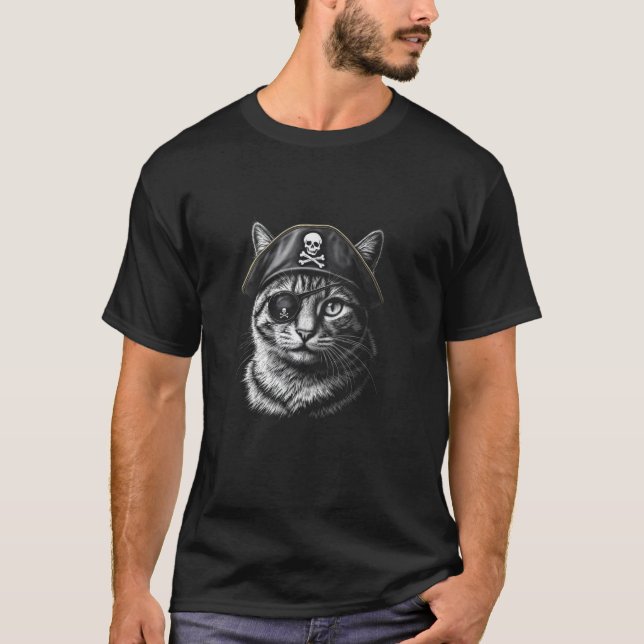 Camiseta Cat Pirate Halloween Eye Patch Kitten Trendy Hipst (Anverso)
