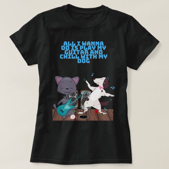 CAMISETA CAT PLAY GUITAR (Diseño del anverso)
