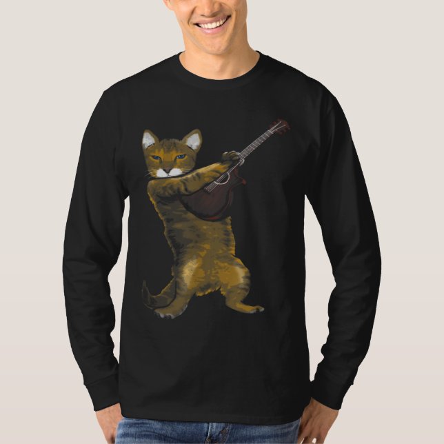 Camiseta Cat Playing Acoustic Guitar Musician (Anverso)