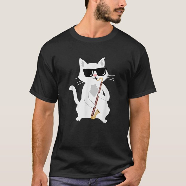 Camiseta Cat playing bass clarinet  for Men Women Girls Kid (Anverso)