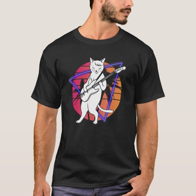 Camiseta Cat Playing Bass Guitar Musician Bassist Guitarist (Anverso)