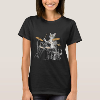 Camiseta Cat Playing Drums Drumset Drumkit Drumming Drum Dr