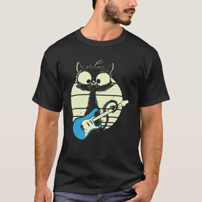 Camiseta Cat Playing Guitar Guitarist Cat (Anverso)
