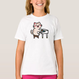 Camiseta Cat Playing Piano