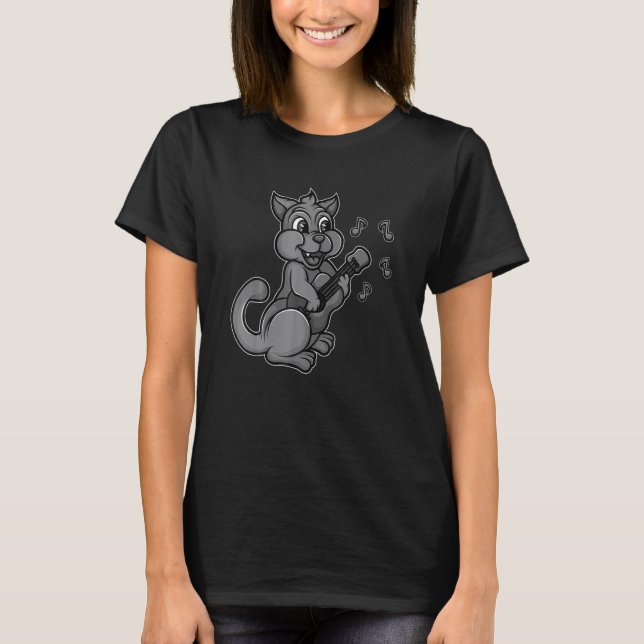 Camiseta Cat Playing Ukelele Cool Kitten Uke Artist Guitar  (Anverso)