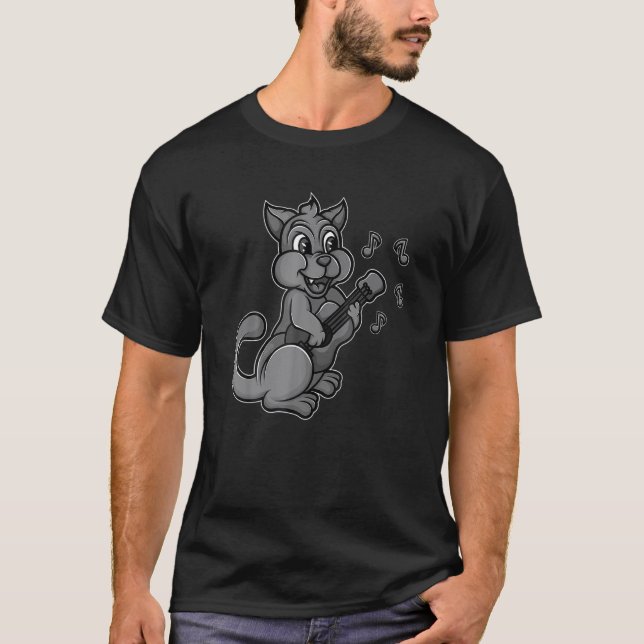 Camiseta Cat Playing Ukelele Cool Kitten Uke Artist Guitar  (Anverso)