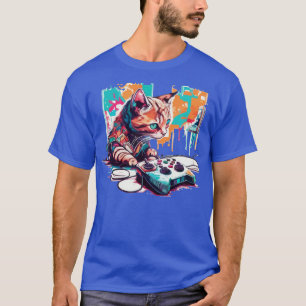 Camiseta Cat Playing Video Game