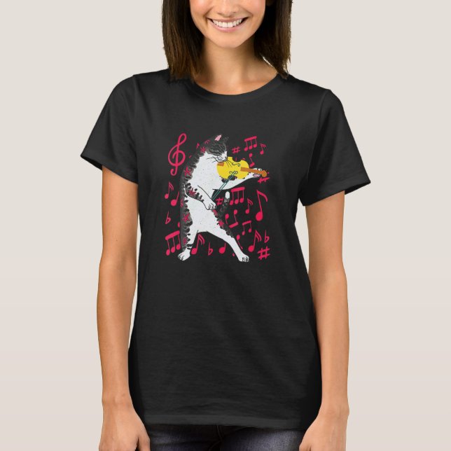 Camiseta Cat Playing Violin Musical Instruments Violinist C (Anverso)