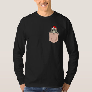 Camiseta Cat Pocket Navidades Peeking Kitten Santa Hat Cute