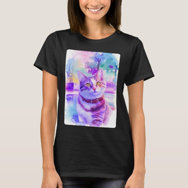 Camiseta Cat Portrait Animal Beautiful Kitten Illustration (Anverso)