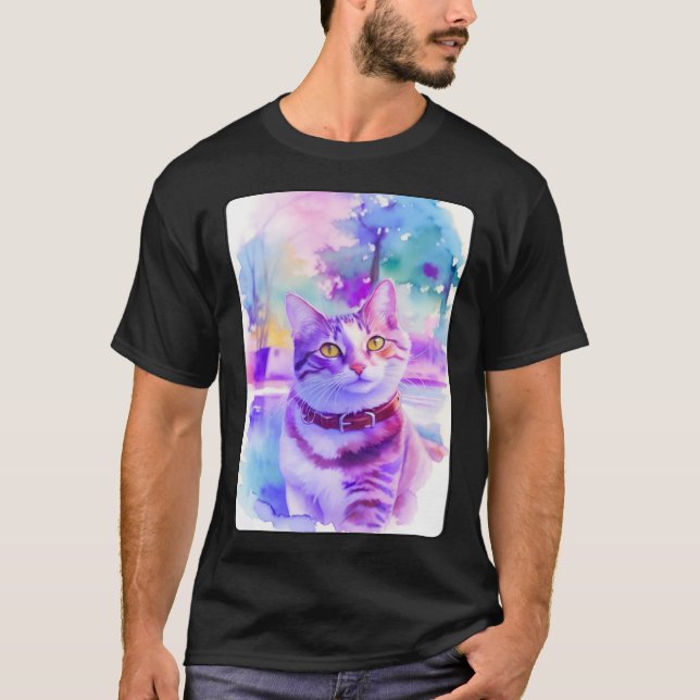 Camiseta Cat Portrait Animal Beautiful Kitten Illustration (Anverso)