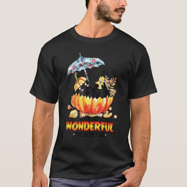 Camiseta Cat Pumpkin Fall It's The Most Wonderful Time Than (Anverso)