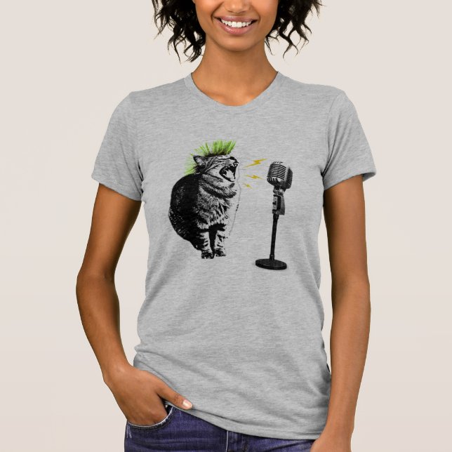 Camiseta Cat Punk, Fun Graphic T-Shirt (Anverso)
