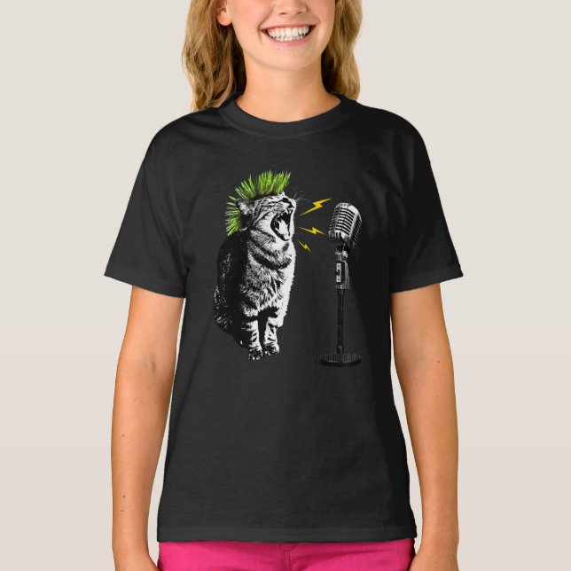 Camiseta Cat Punk, Fun Graphic T-Shirt (Anverso)