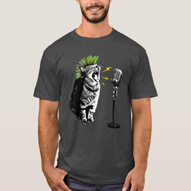 Camiseta Cat Punk, Fun Graphic T-Shirt (Anverso)