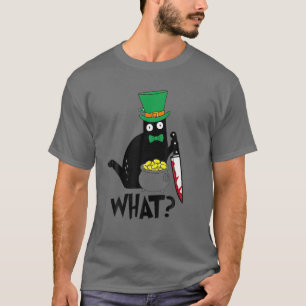 Camiseta ¿Cat Qué? Gato negro asesino con cuchillo St Patri