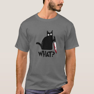Camiseta ¿Cat Qué? Gato negro asesino con Halloween Knife