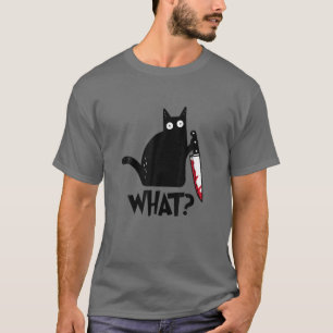 Camiseta ¿Cat Qué? Gato negro asesino con Halloween Knife
