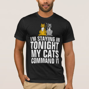 CAMISETA CAT QUEDÁNDOSE EN ESTA NOCHE, MIS GATOS COMANDAN C
