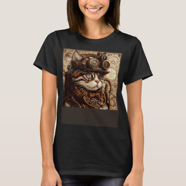Camiseta Cat Quilting Steampunk (Anverso)