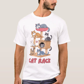 Camiseta Cat Rack múltiples gatos en el árbol del gato