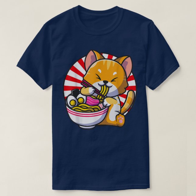 Camiseta Cat Ramen Bowl Anime Japanese Noodles Kawaii Neko  (Diseño del anverso)